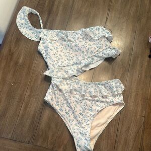 Peony Floral One-Shoulder Swimsuit NWT